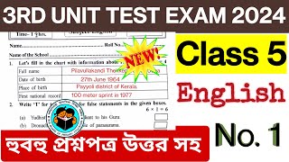 Class 5 English Final exam 3rd Summative 2024 question and answer Class 5 English question paper WB [upl. by Ativoj]