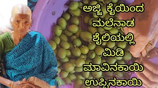 midi mavinakayi uppinakayi  mango midi pickle  ಹಳ್ಳಿ ಶೈಲಿಯಲ್ಲಿ ಮಿಡಿ ಮಾವಿನಕಾಯಿ ಉಪ್ಪಿನಕಾಯಿ [upl. by Belldame]