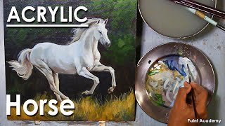 Acrylic Painting  A Running Horse in the Forest  Artist Supriyo [upl. by Rodman]