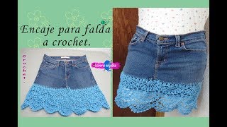 ENCAJE PARA FALDA A CROCHET  Labores Angélika [upl. by Dorweiler814]