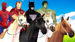 Horse Racing Videos Ironman Captain America Hulk Spiderman Horse Race  Cartoons for Children [upl. by Loftis605]