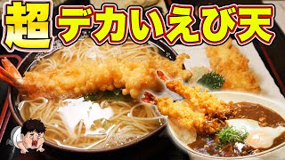 【デカ盛り】巨大海老天蕎麦とカレーを爆食！【下町食堂】 [upl. by Artenek770]