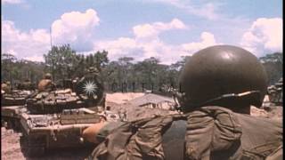 US Armys 11th Armored Cavalry Regiment in Cambodia en route to the base camp HD Stock Footage [upl. by Adabelle470]