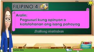 Pagsusuri kung opinyon o katotohanan ang isang pahayag [upl. by Heddy256]