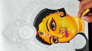 Ma Durga Drawing with oil pastel color  Part 1  Easy Devi Durga painting  CTW [upl. by Makell969]