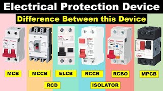 Difference between MCB MCCB ELCB RCCB RCBO RCD And MPCB  why we use this device [upl. by Nosimaj]