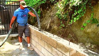 How to do a split face block retaining wall California [upl. by Bertolde]