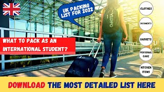 🇬🇧 Download Packing List For Indian Students Coming To The UK  Checklist For 2022 Intake Students [upl. by Annoel]