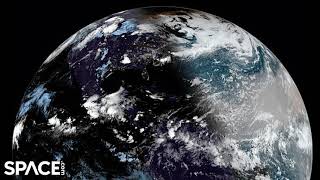 Moons shadow seen from space during solar eclipse [upl. by Anneg]