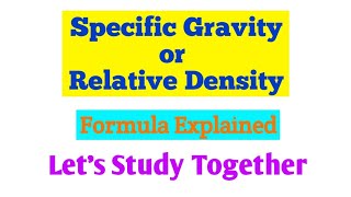 Specific Gravity or Relative Density Formula Explained  shorts viralvideo [upl. by Ewens]