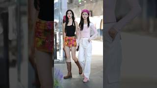 beautiful girl street fashion outfits style tiktok chinesefashion mejoresstreetfashion shorts [upl. by Nosirb]