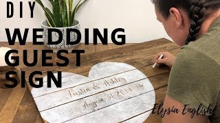 DIY Wood Wedding Sign Board  How To Make A Wedding Guest book  Wedding Decor Tutorial [upl. by Wyon891]