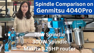 Comparing 75W 300W spindles and Makita wood router for cutting aluminum on Genmitsu 4040 PRO CNC [upl. by Einafets116]