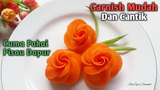 Mudah  Cara Membuat Garnish Wortel Dengan Pisau Dapur  Hiasan Tumpeng  How To Make Carrot Flowers [upl. by Lucien272]