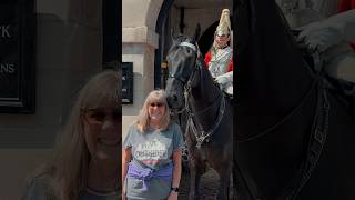 HORSE SNIFFS WOMENS HAIR  Horse Guards Royal guard Kings Guard Horse London 2024 [upl. by Isolde]