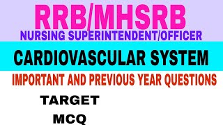 RRBMHSRB Nursing Officer Exam PreparationImportant MCQCardiovascular System [upl. by Tnecnev205]