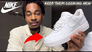 HOW TO KEEP CLEAN AIR FORCE 1 AND REDUCE CREASING OVERTIME Best Method For Weekly Wear [upl. by Antonius]