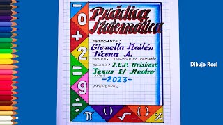 Dibujando una caratula para cuaderno de practica matemáticas primaria [upl. by Simmons]