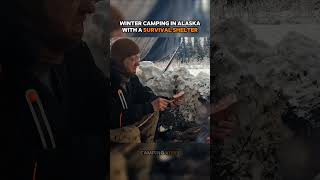 Winter camping in Alaska Outdoor boys camping satisfying camper snow camp campinggear [upl. by Marion]