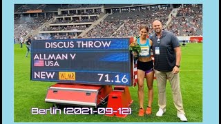 Valarie Allman USA Discus 7116 meters PB Berlin 20210912 [upl. by Eyllib]