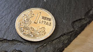 Beautiful 1 Litas Silver Coin Polished [upl. by Sirtimid]