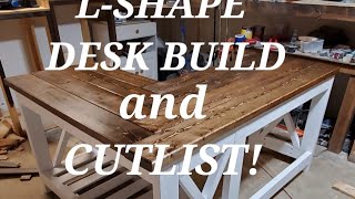 Lshape desk detailed build with cutlist [upl. by Ronnie]