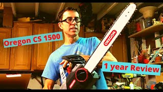 Oregon CS1500 chain saw unboxing and 1 year review [upl. by Barri]