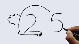 Easy Rabbit Drawing From 25 Number l Rabbit Drawing Online l Number Drawing l Drawing Lesson Ideas [upl. by Silin]