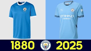 ⚽ The Evolution of Manchester City Kit 202425  All Manchester City Jerseys in History 2024 [upl. by Atikahc]