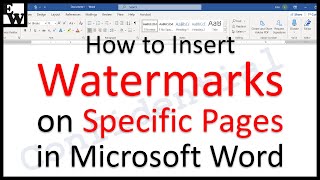 How to Insert Watermarks on Specific Pages in Microsoft Word [upl. by Heim]