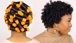 HOW TO  Perm Rod Set on Short Natural Hair Tutorial amp Night Time Hair Routine [upl. by Acysej]