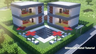 Minecraft mini hotel with pool and barbecue area [upl. by Tolmach199]