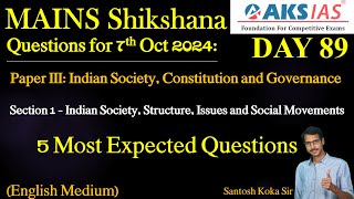 Day 89 Society  Mains Shikshna Free Initiative mains upsc group1 tspsc appsc answerwriting [upl. by Winsor]