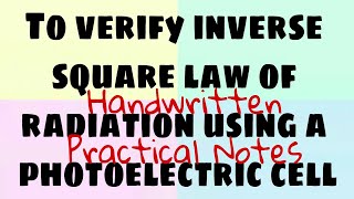 To verify inverse square law of radiation using a photoelectric cell  BSc 2nd Year [upl. by Lubin64]