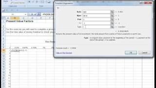 Excel PV Factor Table PV Function [upl. by Merrilee]