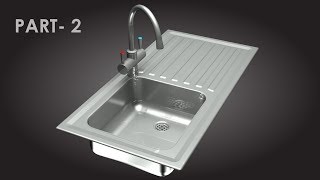 AutoCAD 3D Stainless Steel Kitchen Sink Part 2 [upl. by Erlinna]