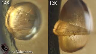 Comparativo Reacciones Oro 14k Vs 12k liga tradicional calado por método directo En corto [upl. by Franciskus498]