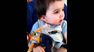 9month old baby Nico watching toy story 3 drooling [upl. by Newo]