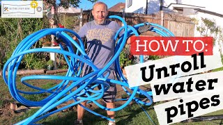 HOW TO UNROLL WATER PIPES Irrigation amp MDPE pipes [upl. by Ilyah]