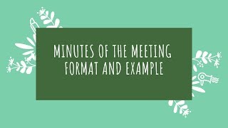 How to write minutes of the meeting [upl. by Segal]