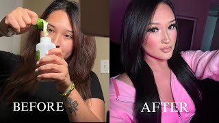 Dying my hair jet black  Full Shine Hair Extensions ♡ [upl. by Ark80]