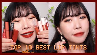 TOP 10 LONG LASTING KOREAN LIP TINTS  MaskFriendly😷 [upl. by Adnorrehs547]