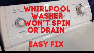 ✨ Whirlpool Washer Won’t Drain or Spin  FIXED IN UNDER 10 MINUTES ✨ [upl. by Sida633]