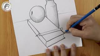 how to draw still life with pencil  رسم طبيعة صامتة بقلم الرصاص  رسم بالمنظور  comment dessiner [upl. by Lrak707]