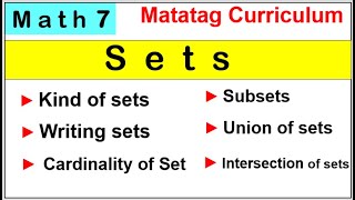 Math 7 illustrations and examples of Sets kind of sets writing sets cardinality of set subset [upl. by Attenyl]