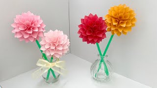 【コピー用紙】ダリア／【Paper Flower】Dahlia Tutorial [upl. by Aetnuahs125]