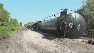 Propane tanker overturned during derailment in Manatee County to be set upright Thursday [upl. by Llertrac]