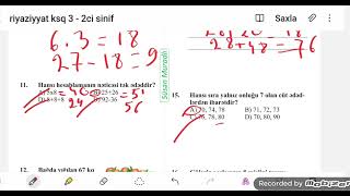 2ci sinif Riyaziyyat KSQ 3 [upl. by Ainirtak606]