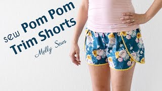 DIY Pom Pom Trimmed Shorts  Sew Boho Inspired Shorts [upl. by Nunci679]