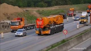 Knaack Krane LTM 150081 und Ballasttieflader auf dem Weg zur Baustelle [upl. by Vickey67]